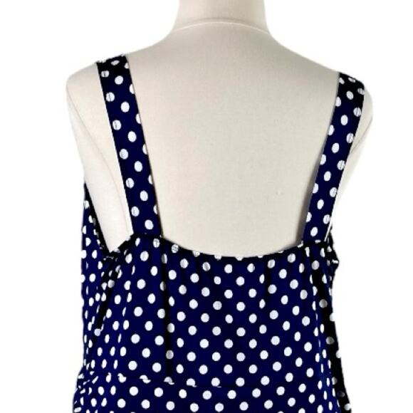 Star Vixen Dress Drape Neck Ruched Bodycon Blue White Polka Dot Women’s Plus 2X - Picture 8 of 12